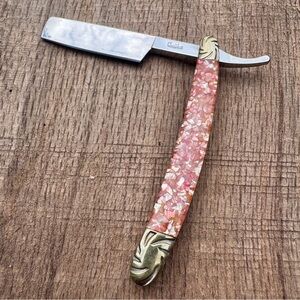 Cherokee Stoneworks Straight Razor Abalone and brass handle